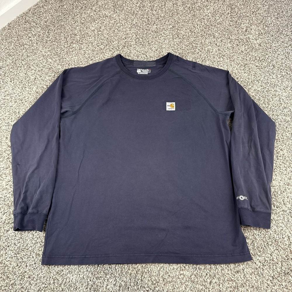 Carhartt FR Shirt Mens Large Navy Flame Resistant CAT 2 2112 Workwear